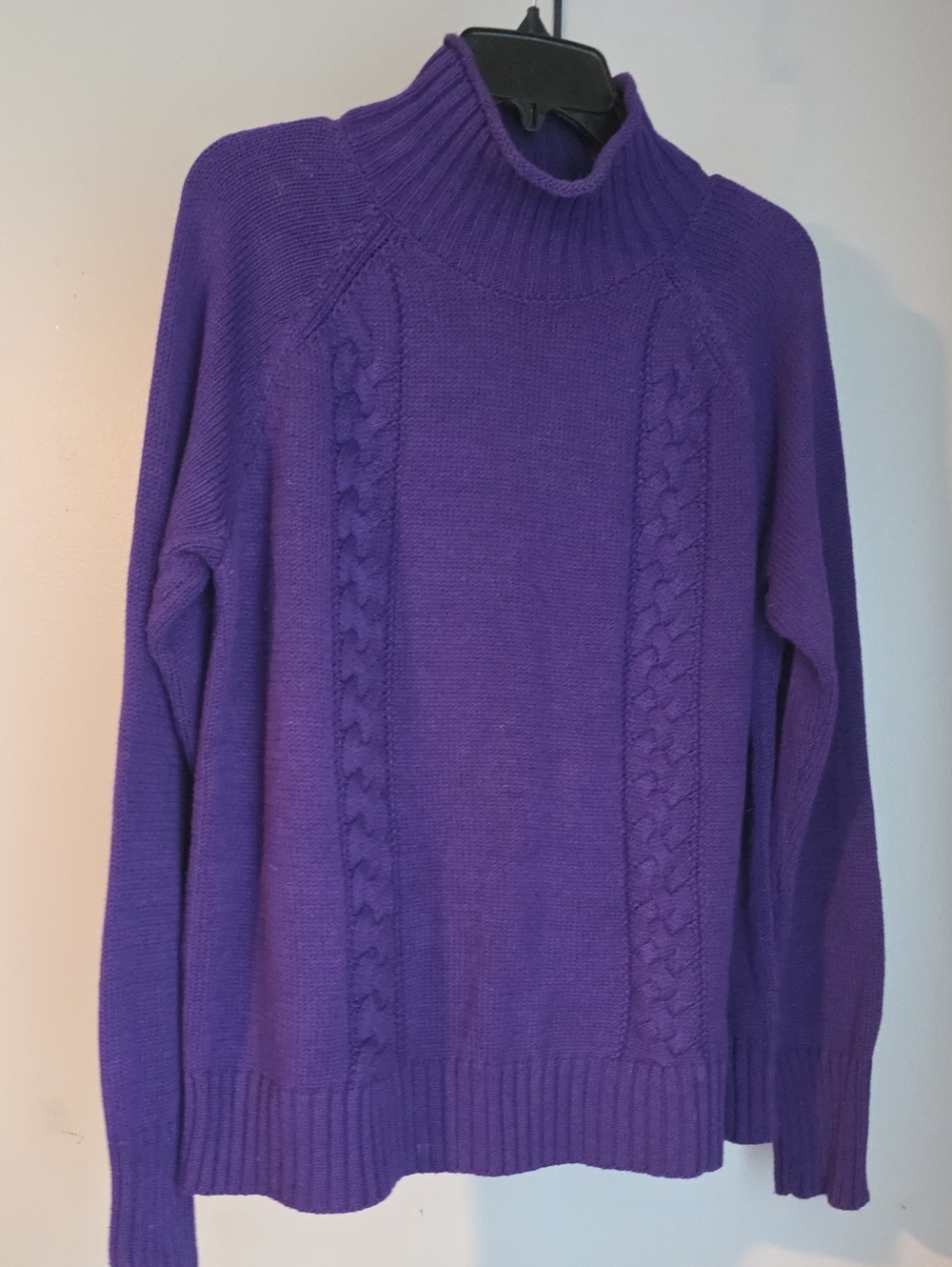 Chaps Purple Cable Knit Turtleneck Sweater Size XL
